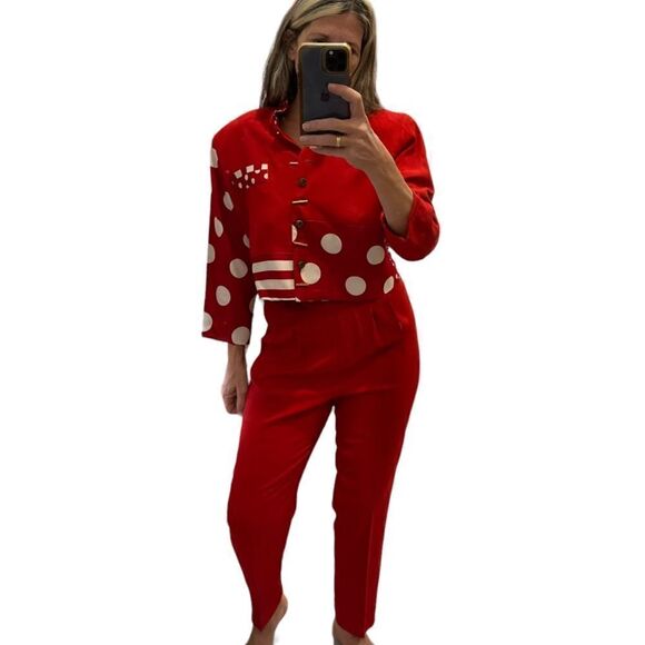 Dina Barel For Hi Tech Vintage Jacket and Matching Rayon Pants Set.Size S - Picture 4 of 16